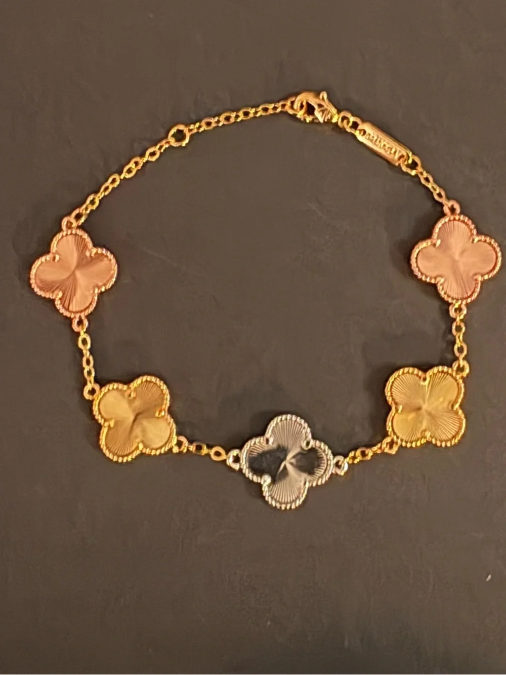 Stainless Steel Fashion Tri-Color Clover Chain Bracelet Rose Gold Yellow Silver
